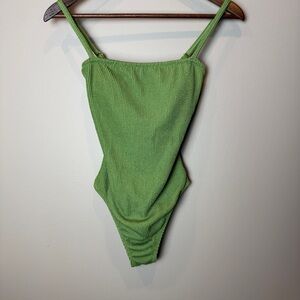 Shade & Shore Ribbed Green One-Piece Swimsuit NWT